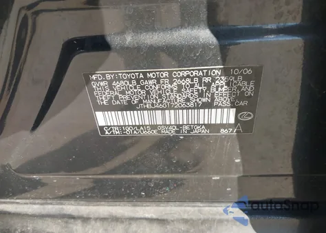 2007 Lexus Es 350 from USA, damaged, VIN JTHBJ46G172063817